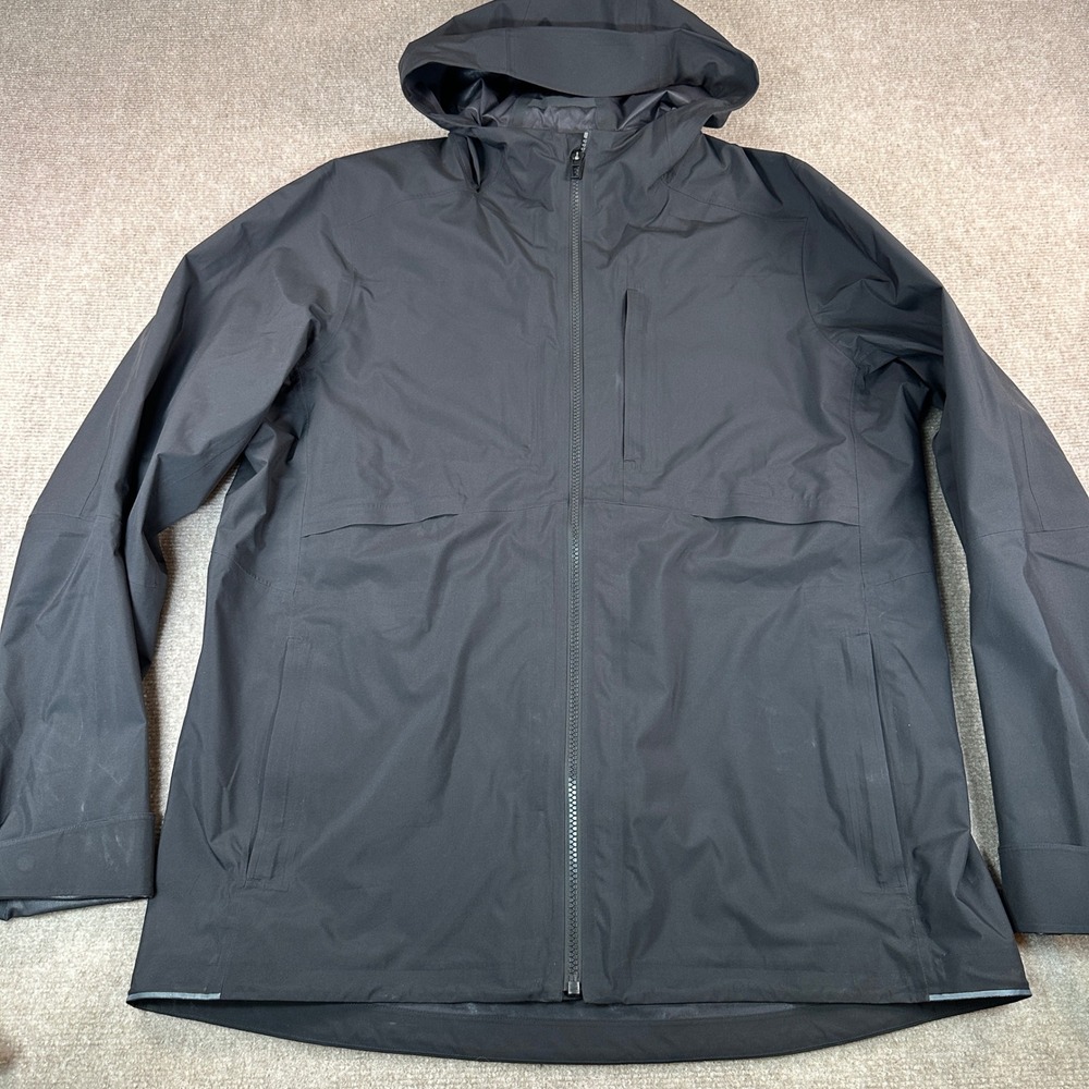 Lululemon Mens Active Hooded Jacket Black Full Zip Water Repellent Size L